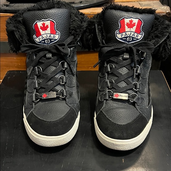 Pajar Other - PAJAR LEATHER WATERPROOF FAUX FUR TRIM SNEAKER BOOTS SIZE 10-10.5 BLACK